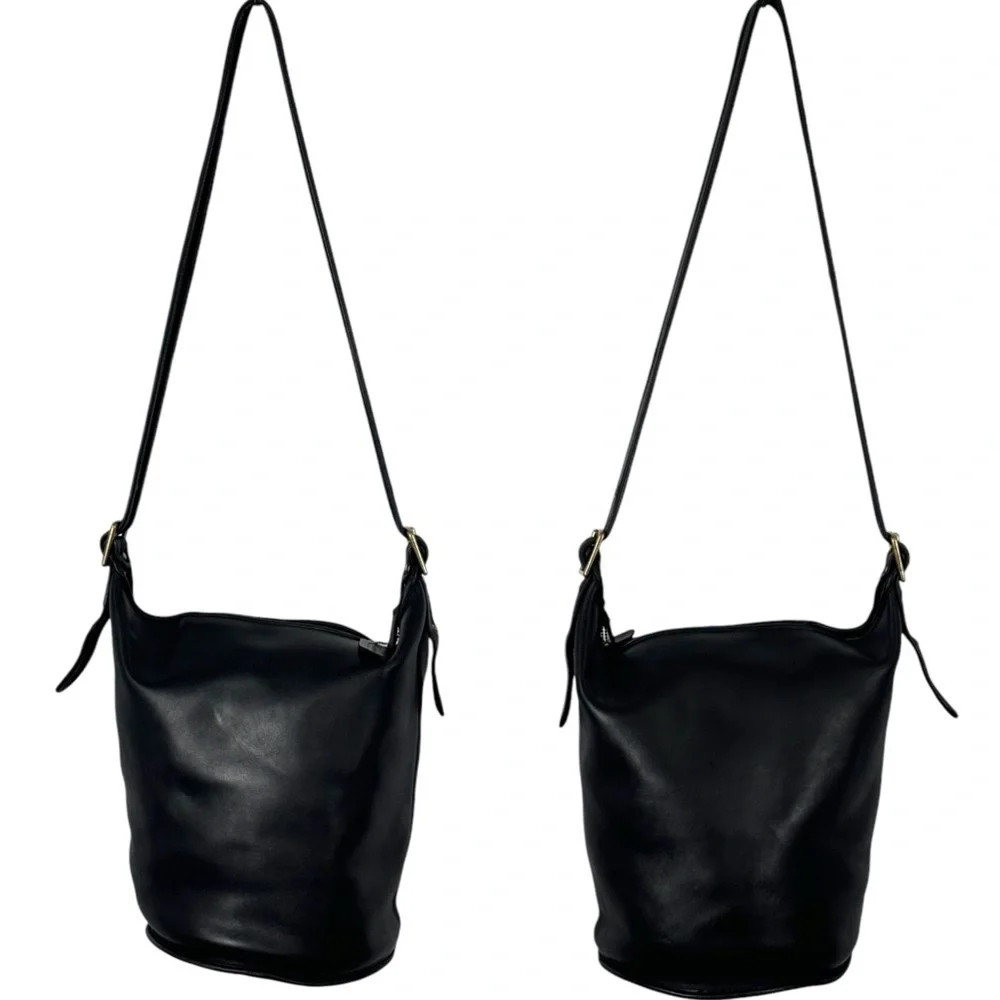 COACH VINTAGE 80S EXTRA LARGE BLACK GLOVETAN LEATHER CLASSIC DUFFLE SAC FEED BAG